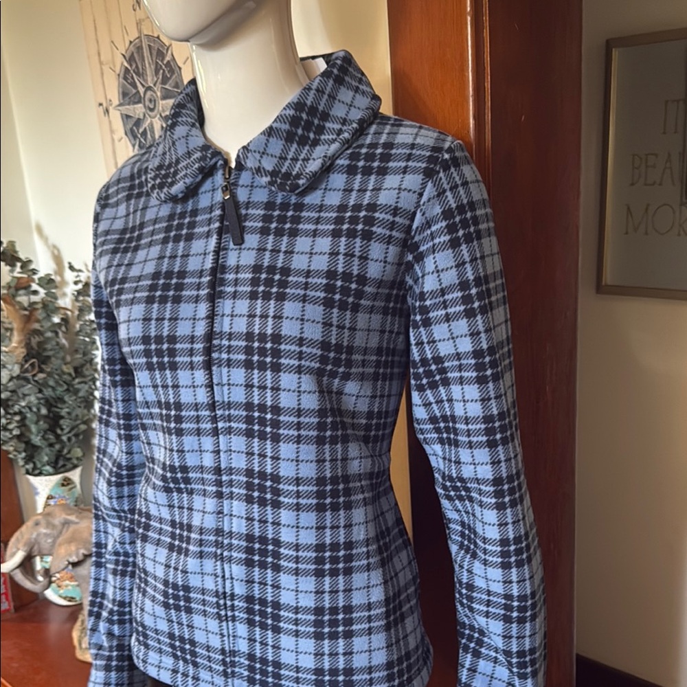 NWT northern reflections size small fleece Blue and Black Plaid Zip-Up Jacket